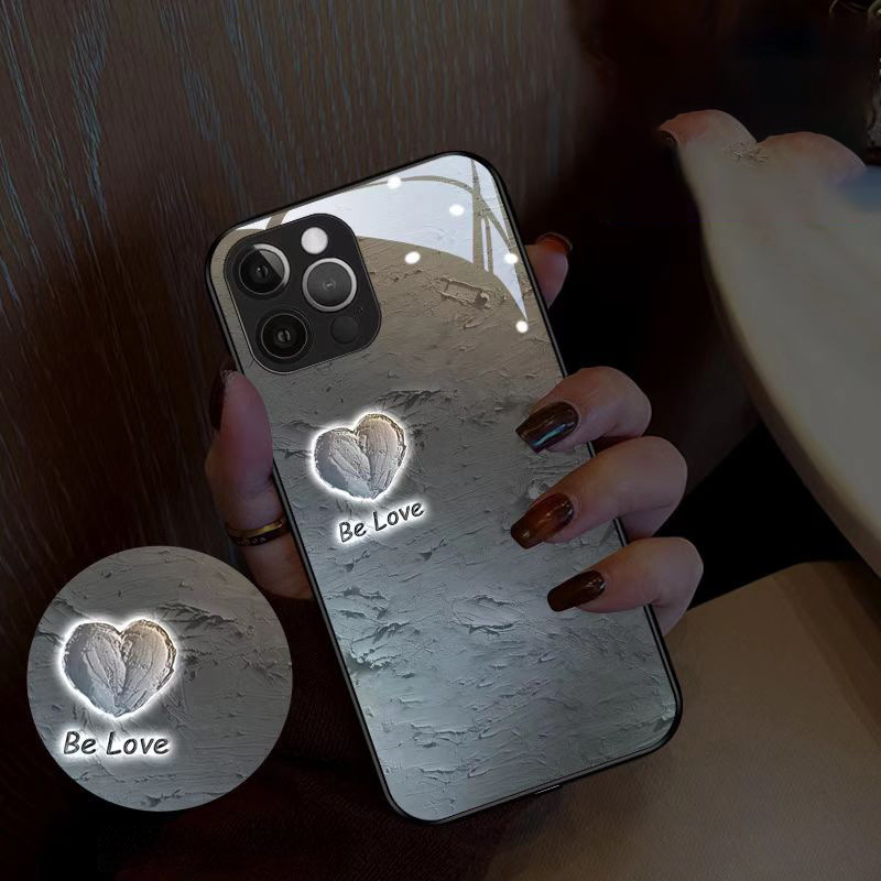 Oil Painting Heart-themed Phone Case with Light-up Feature for Incoming Calls